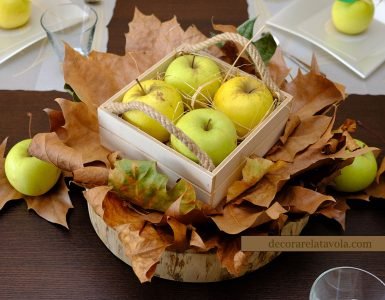centrotavola autunno foglie mele